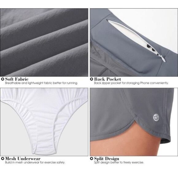Gradual XL Women's NWT Running Shorts Mesh Liner 3" Workout Athletic GREY - Picture 3 of 11